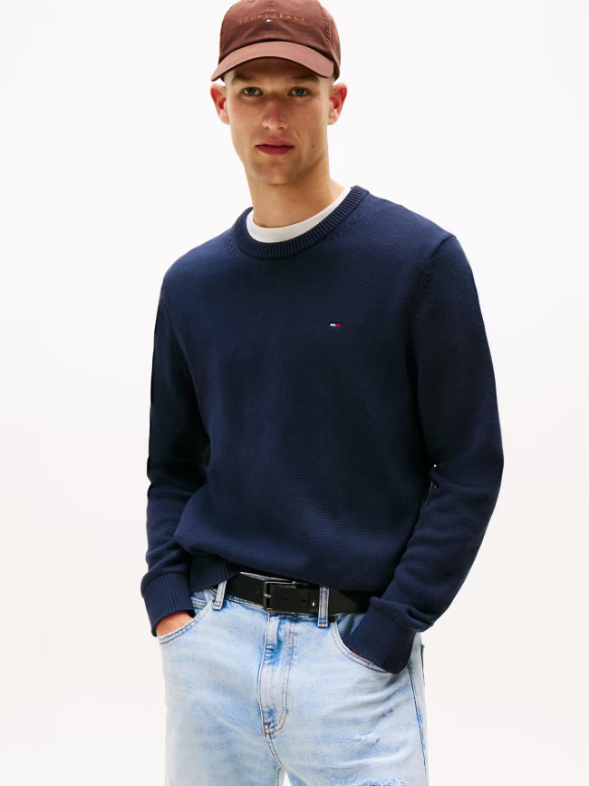 Pull uni slim bleu marine homme - Tommy Jeans
