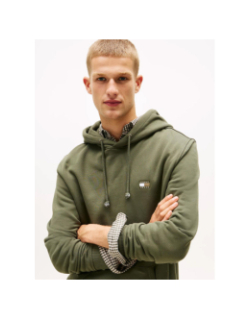 Sweat à capuche regular badge kaki homme - Tommy Jeans