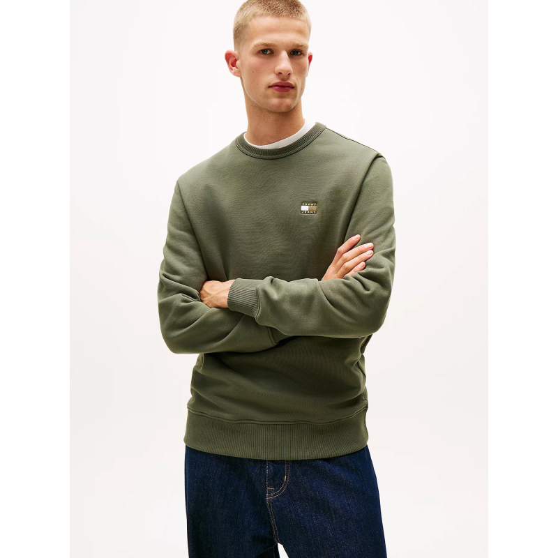 Sweat regular badge kaki homme - Tommy Jeans