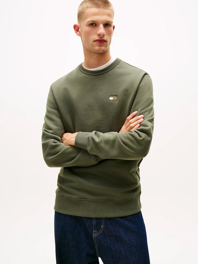 Sweat regular badge kaki homme - Tommy Jeans
