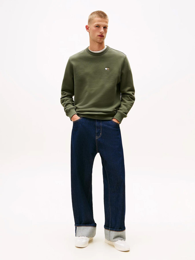 Sweat regular badge kaki homme - Tommy Jeans