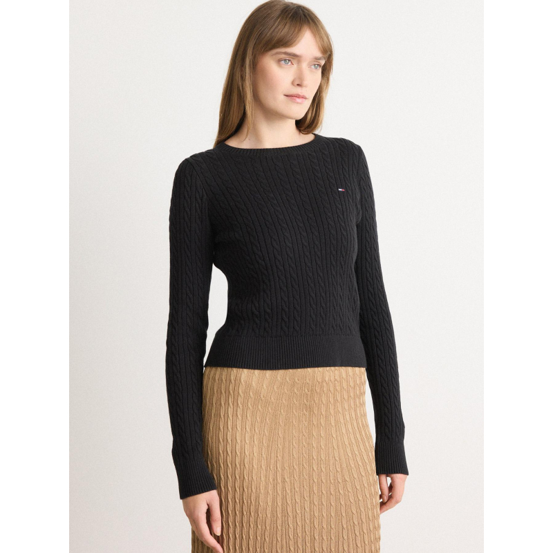 Pull torsadé cable noir femme - Tommy Jeans