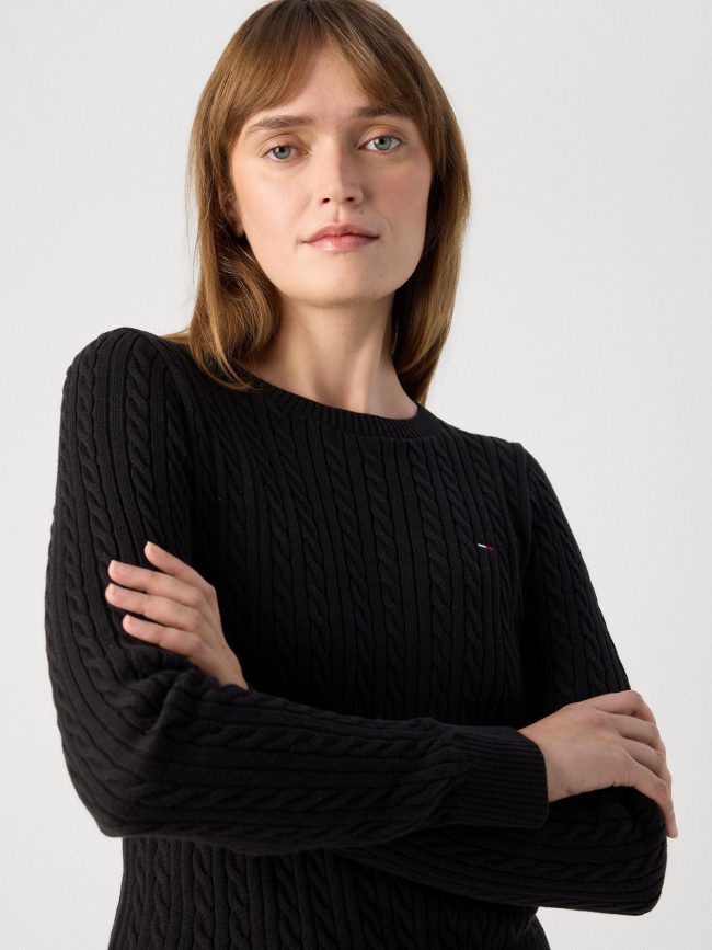 Pull torsadé cable noir femme - Tommy Jeans