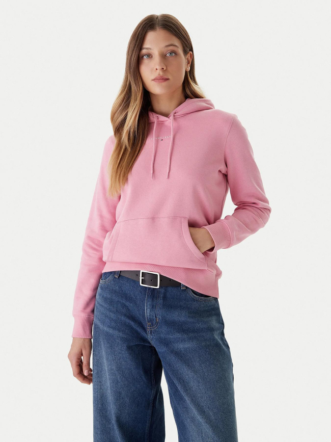 Sweat à capuche regular linear rose femme - Tommy Jeans