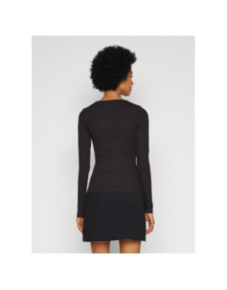 T-shirt slim côtelé à manches longues noir femme - Tommy Jeans