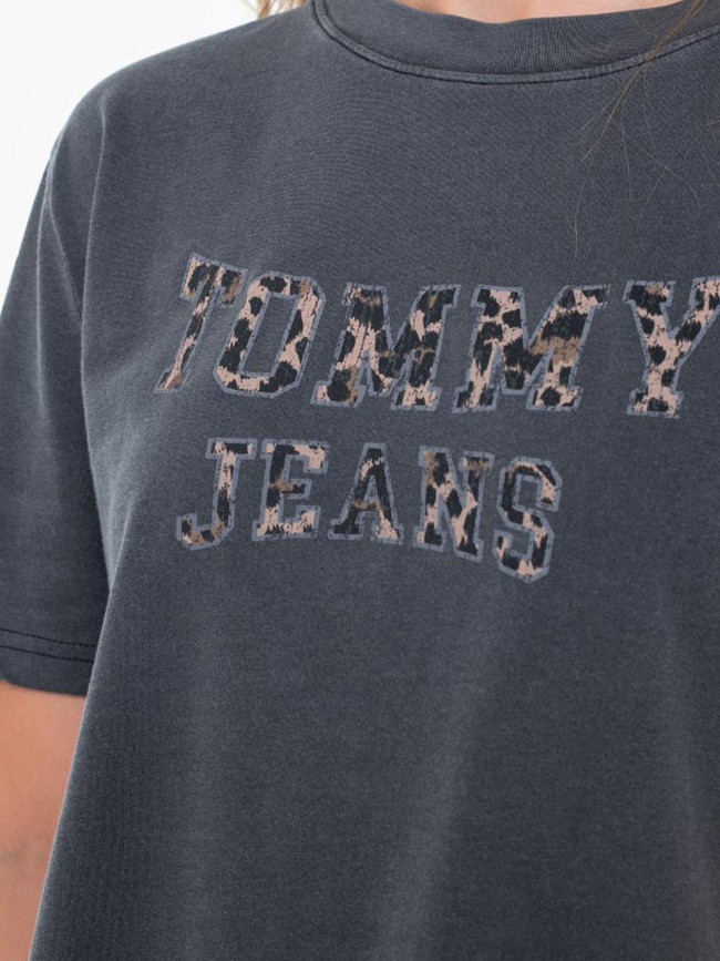 T-shirt boxy léopard varsity gris anthracite femme - Tommy Jeans