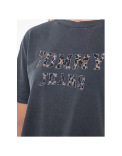 T-shirt boxy léopard varsity gris anthracite femme - Tommy Jeans