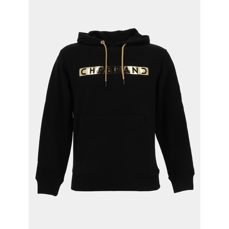 Sweat à capuche logo cadre relief doré noir homme - Chabrand