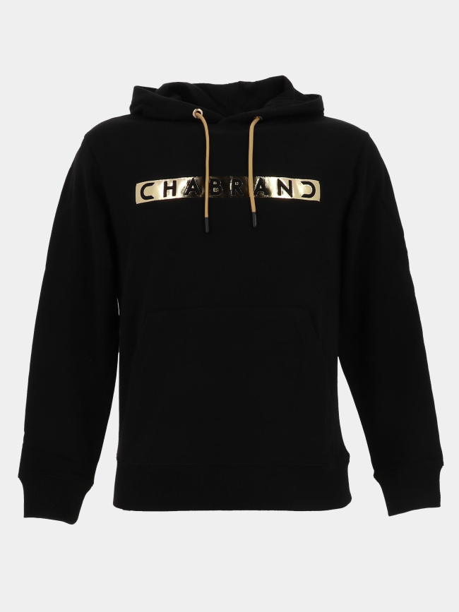Sweat à capuche logo cadre relief doré noir homme - Chabrand