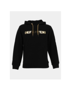 Sweat à capuche logo cadre relief doré noir homme - Chabrand