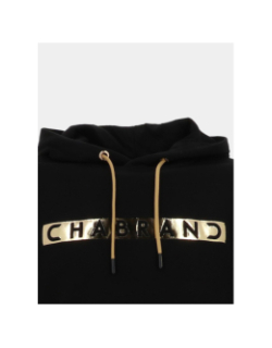 Sweat à capuche logo cadre relief doré noir homme - Chabrand