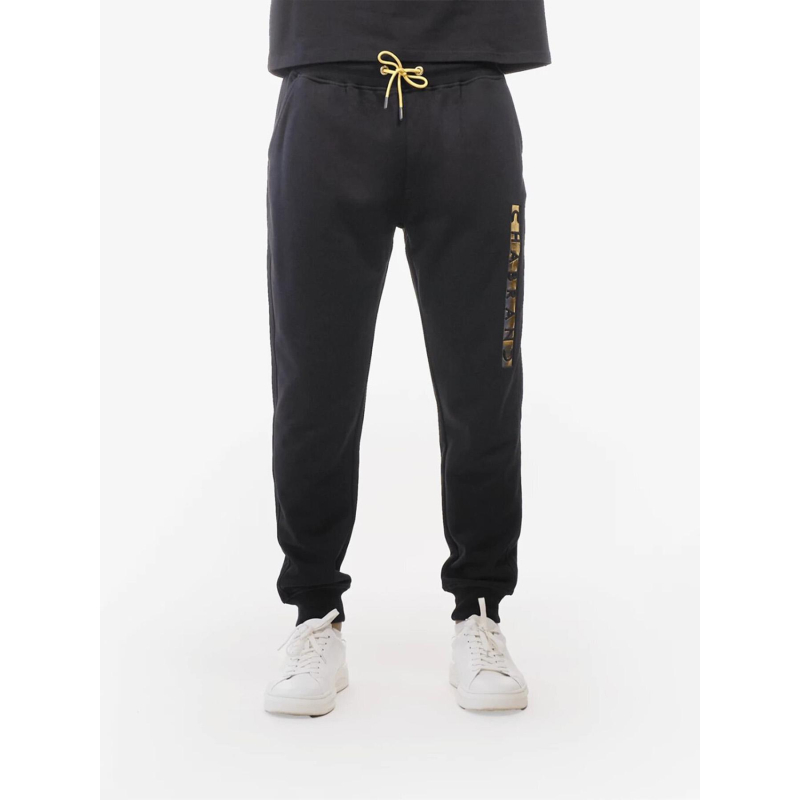 Pantalon jogging logo cadre relief vertical doré noir homme - Chabrand