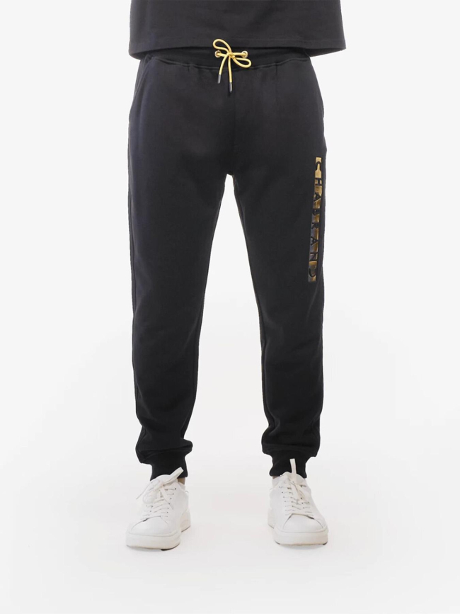 Pantalon jogging logo cadre relief vertical doré noir homme - Chabrand