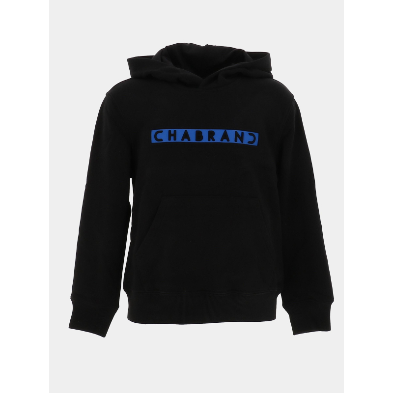 Sweat à capuche logo cadre relief noir garçon - Chabrand
