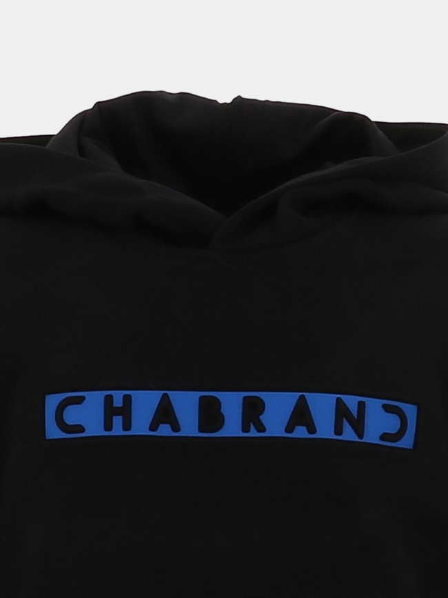Sweat à capuche logo cadre relief noir garçon - Chabrand