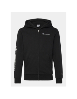 Sweat à capuche zippé lettrage brodé noir garçon - Champion