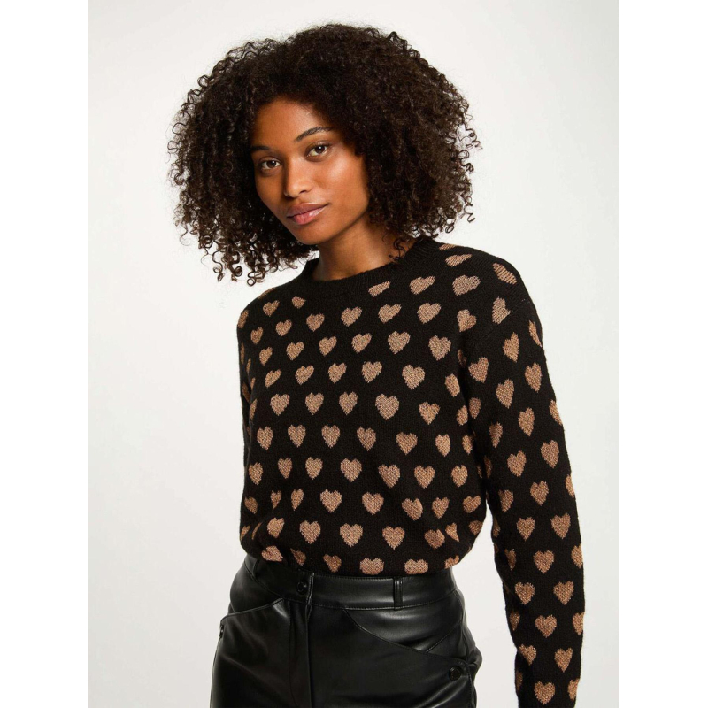 Pull cœur pailleté noir femme - Morgan