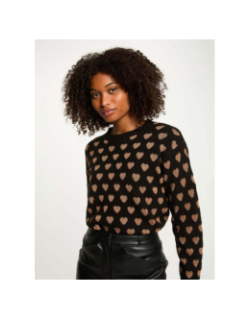 Pull cœur pailleté noir femme - Morgan