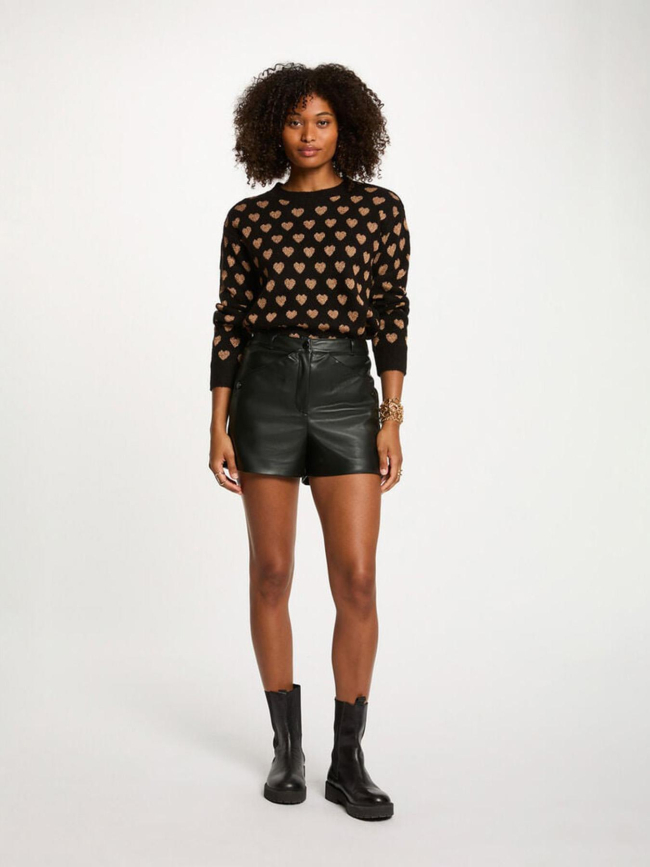 Pull cœur pailleté noir femme - Morgan