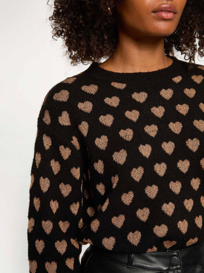 Pull cœur pailleté noir femme - Morgan