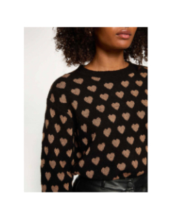 Pull cœur pailleté noir femme - Morgan