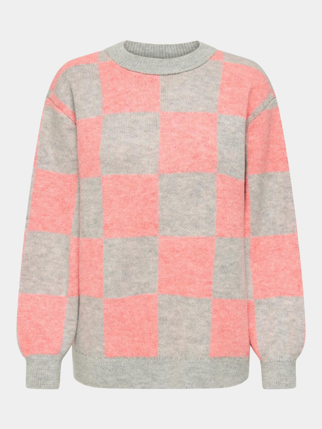 Pull en maille onlmaryland rose et gris femme - Only