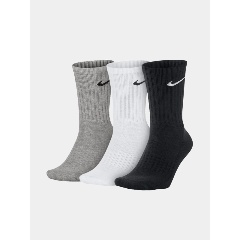 Pack de 3 paires de chaussettes crew noir blanc gris adulte - Nike