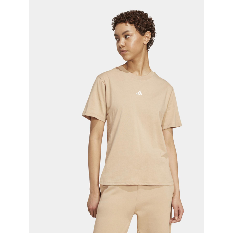 T-shirt manches courtes petit logo beige femme - Adidas