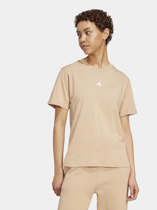 T-shirt manches courtes petit logo beige femme - Adidas
