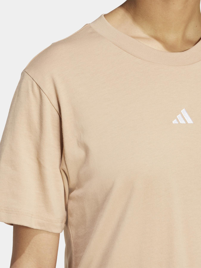 T-shirt manches courtes petit logo beige femme - Adidas