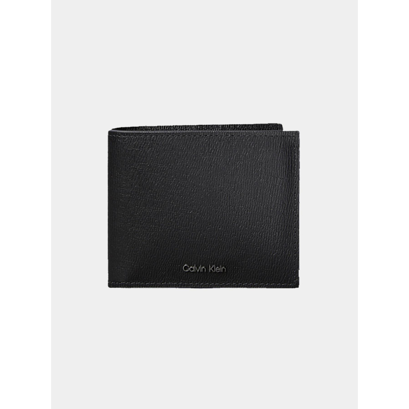 Portefeuille à deux volets en cuir saffiano noir homme - Calvin Klein