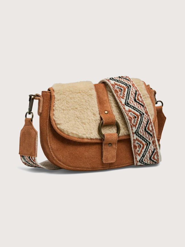 Sac teddy cross body en suède julia marron femme - Pieces
