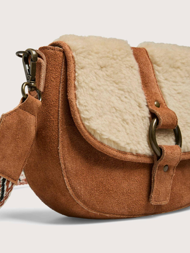 Sac teddy cross body en suède julia marron femme - Pieces
