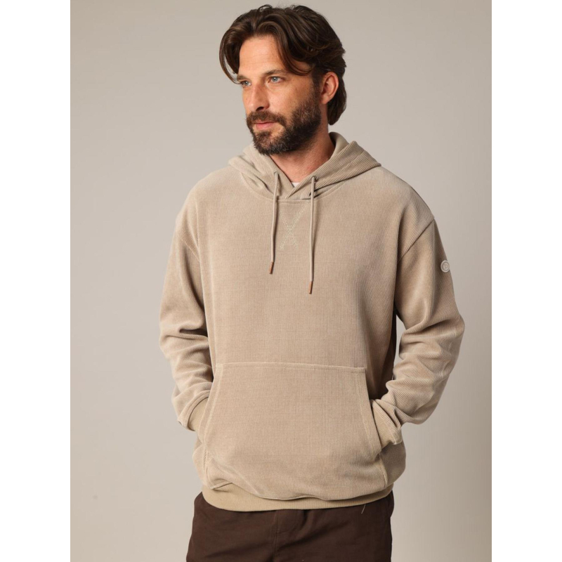 Sweat à capuche côtelé toroy beige homme - Deeluxe