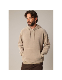 Sweat à capuche côtelé toroy beige homme - Deeluxe