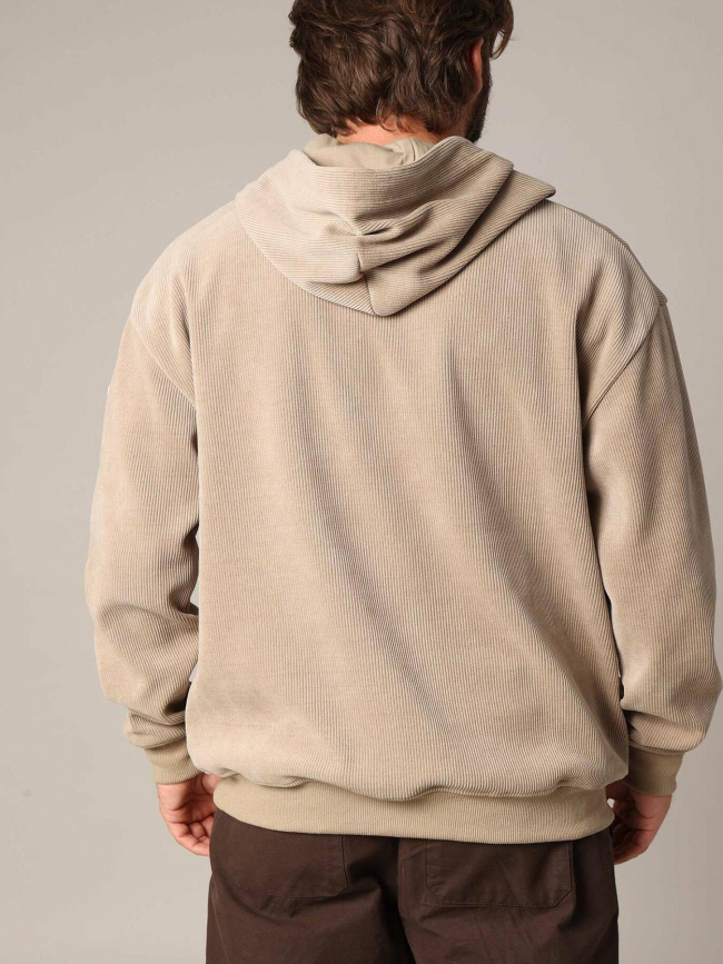 Sweat à capuche côtelé toroy beige homme - Deeluxe