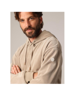 Sweat à capuche côtelé toroy beige homme - Deeluxe
