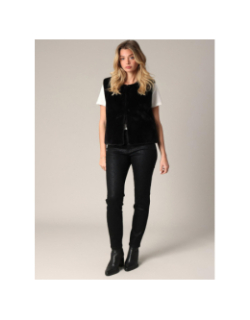 Veste sans manches imitation fourrure fuzzy noir femme - Deeluxe