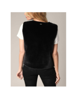 Veste sans manches imitation fourrure fuzzy noir femme - Deeluxe