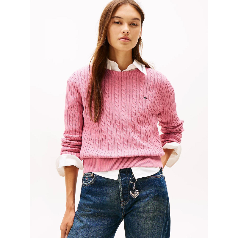 Pull torsadé cable essential rose femme - Tommy Jeans