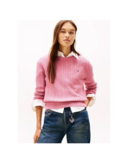 Pull torsadé cable essential rose femme - Tommy Jeans