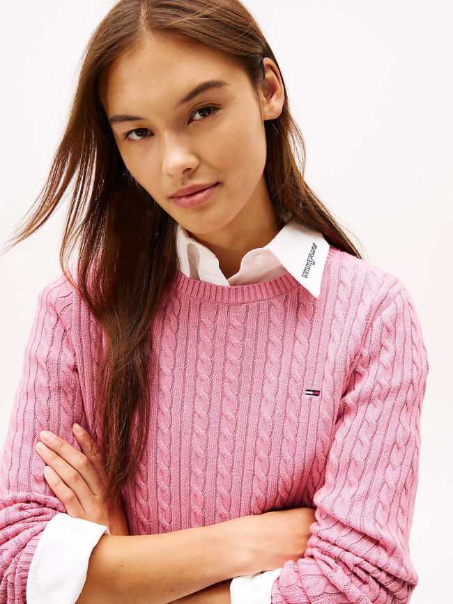 Pull torsadé cable essential rose femme - Tommy Jeans