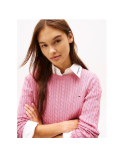 Pull torsadé cable essential rose femme - Tommy Jeans