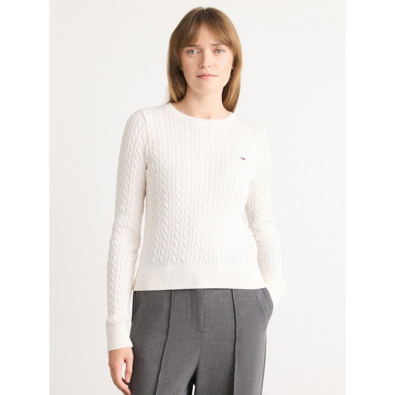 Pull torsadé cable essential blanc femme - Tommy Jeans