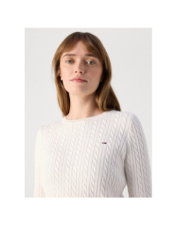 Pull torsadé cable essential blanc femme - Tommy Jeans
