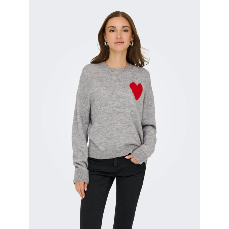 Pull cœur vittoria gris femme - Jdy