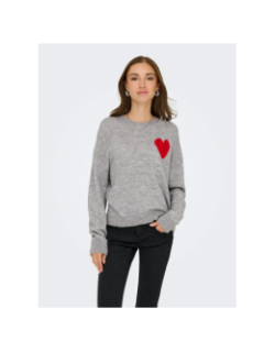 Pull cœur vittoria gris femme - Jdy