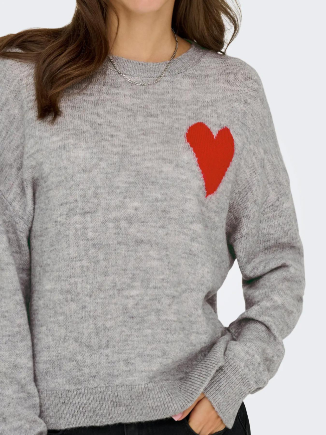 Pull cœur vittoria gris femme - Jdy
