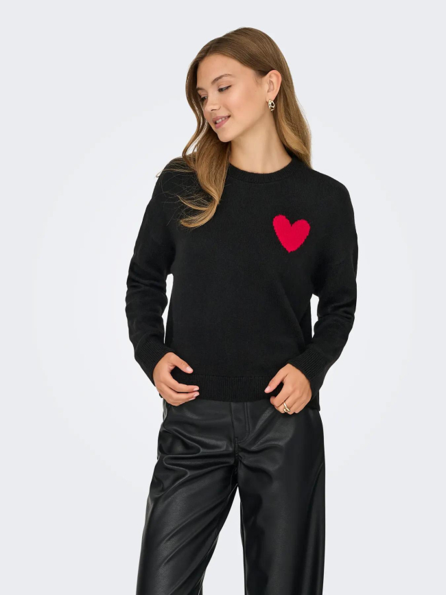 Pull cœur vittoria noir femme - Jdy