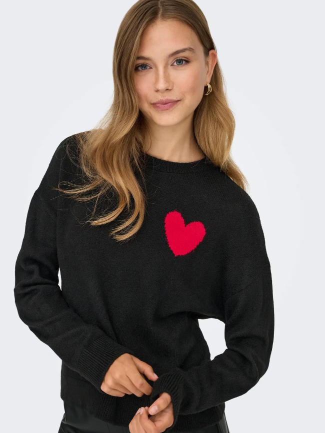 Pull cœur vittoria noir femme - Jdy